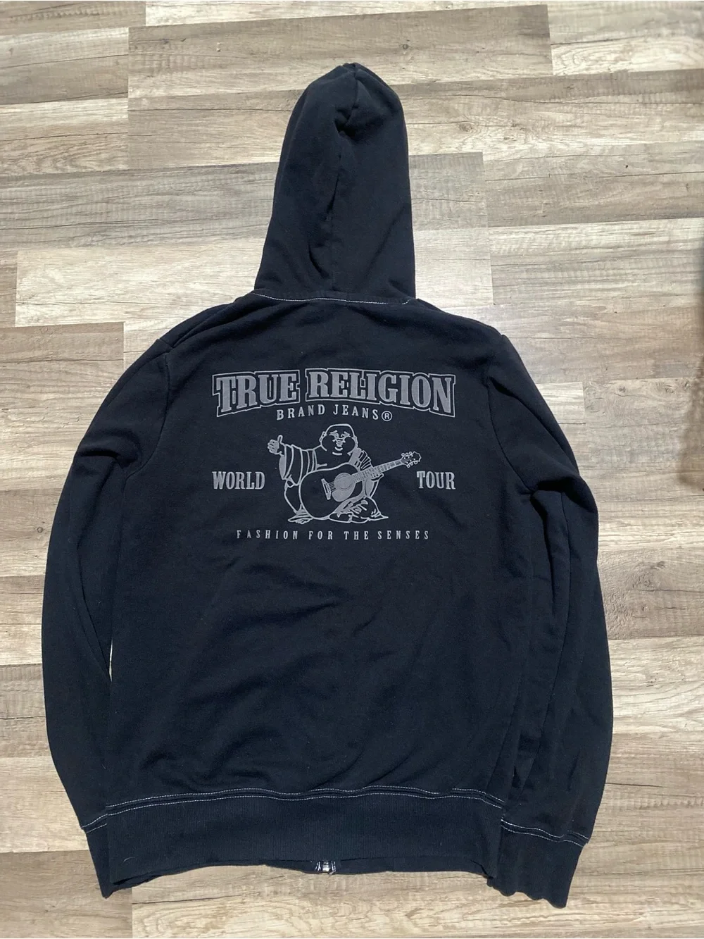 True Religion Black Full-Zip Hooded Sweatshirt